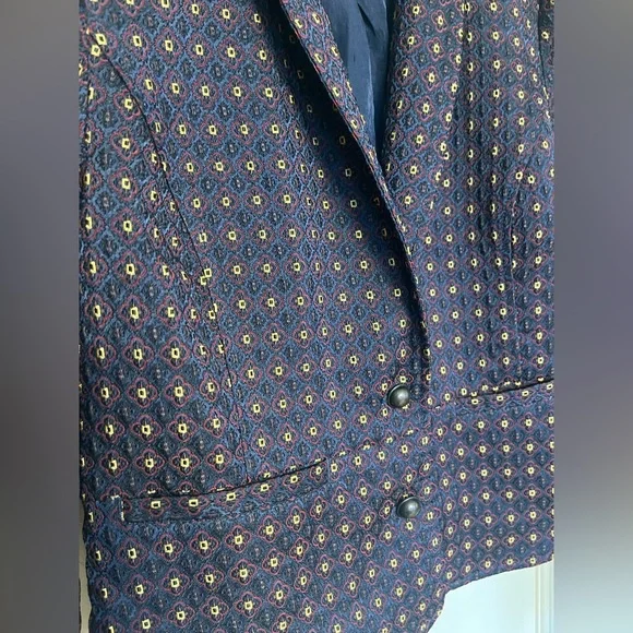 Free People Jacquard Blazer Jacket sz M - Picture 5 of 7